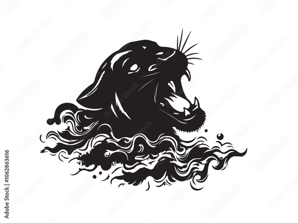 Obraz premium Elephant silhouette vector art white background And mandala line art illustration pattern art tattoo,