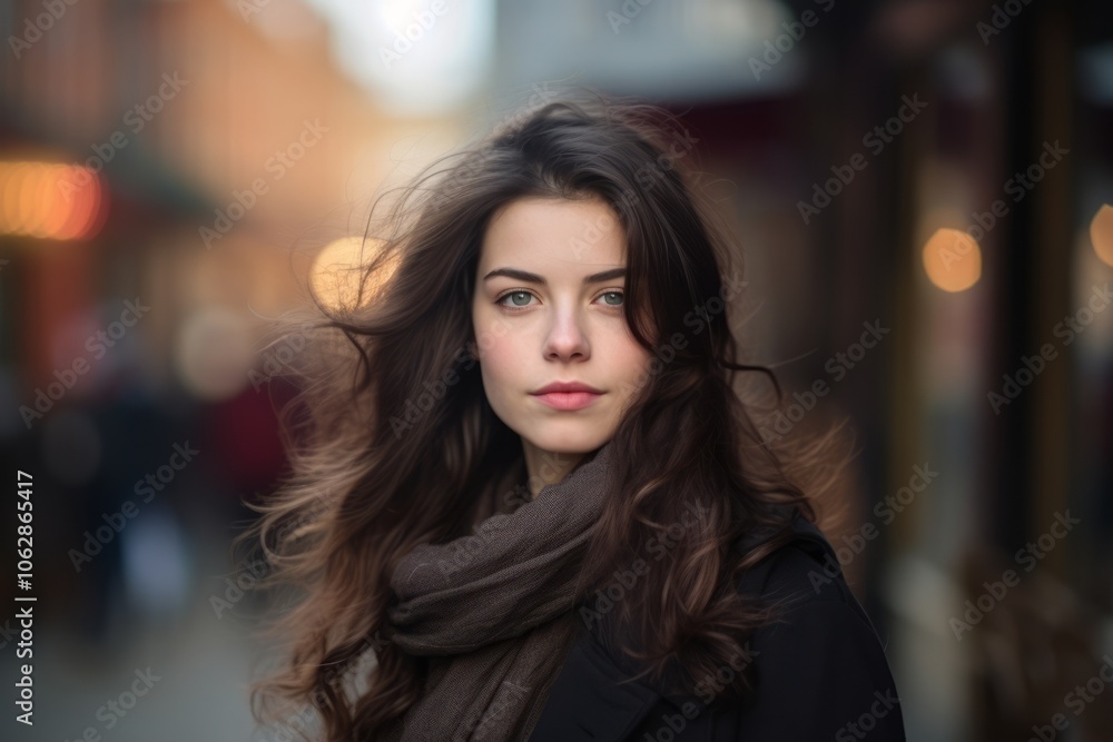 Portrait of a beautiful young brunette woman in the city. Portrait of a beautiful young brunette woman in the city.