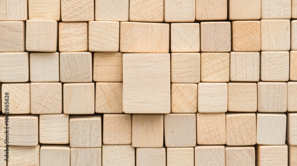 A uniform arrangement of wooden blocks, showcasing their natural texture and color, forming a neat and organized pattern. A uniform arrangement of wooden blocks, showcasing their natural texture and color, forming a neat and organized pattern.