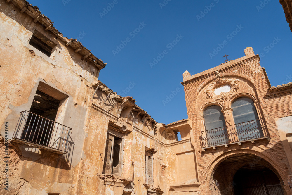 Old town of Belchite, Spanish Civil War Site, Zaragoza, Spain Old town of Belchite, Spanish Civil War Site, Zaragoza, Spain