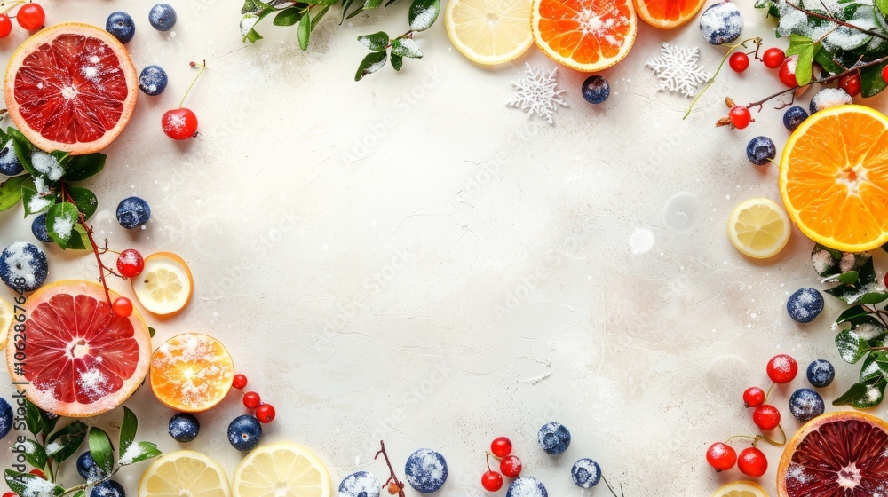 Inviting winter fruit layout with space for your logo or message Inviting winter fruit layout with space for your logo or message