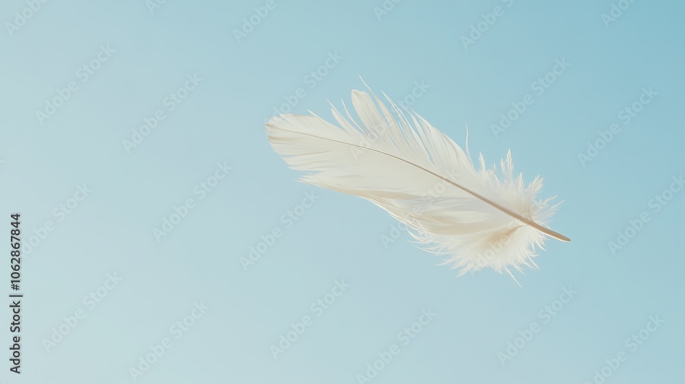 Obraz premium Floating Feather in Blue Sky