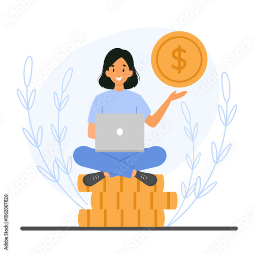 Business growth illustration showing financial improvement through strategic investment, saving money, financial planning concept