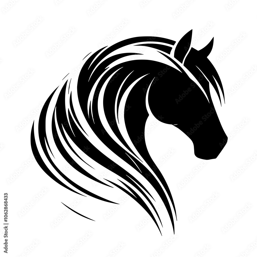 Abstract Horse Head Silhouette in Black Abstract Horse Head Silhouette in Black