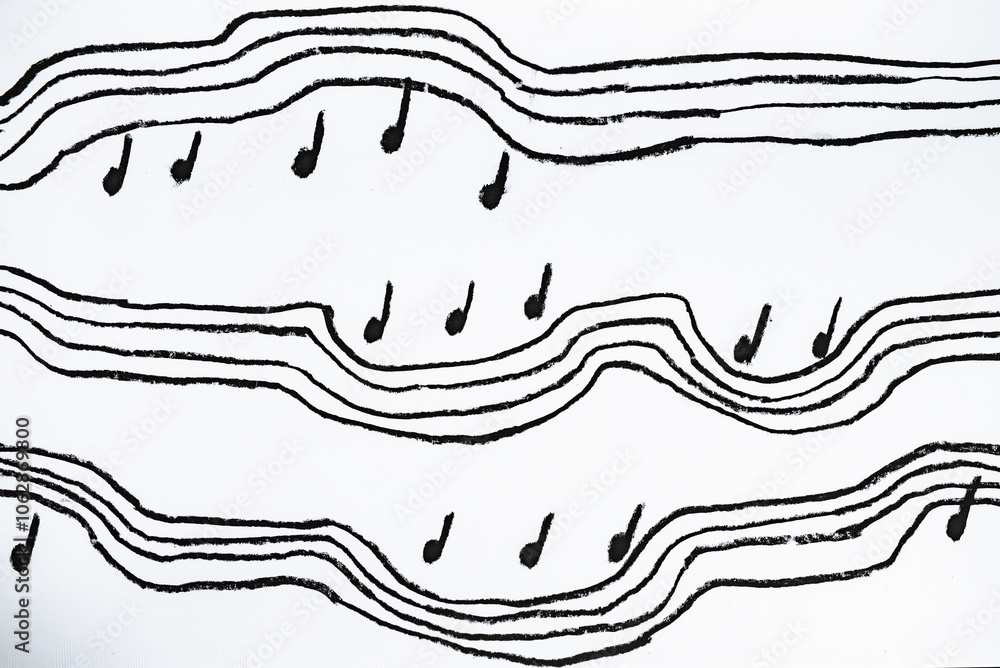 A black and white picture of a music notes with a white background. A black and white picture of a music notes with a white background.