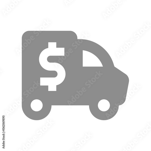 Bank truck vector icon. Cash armored car or security van.