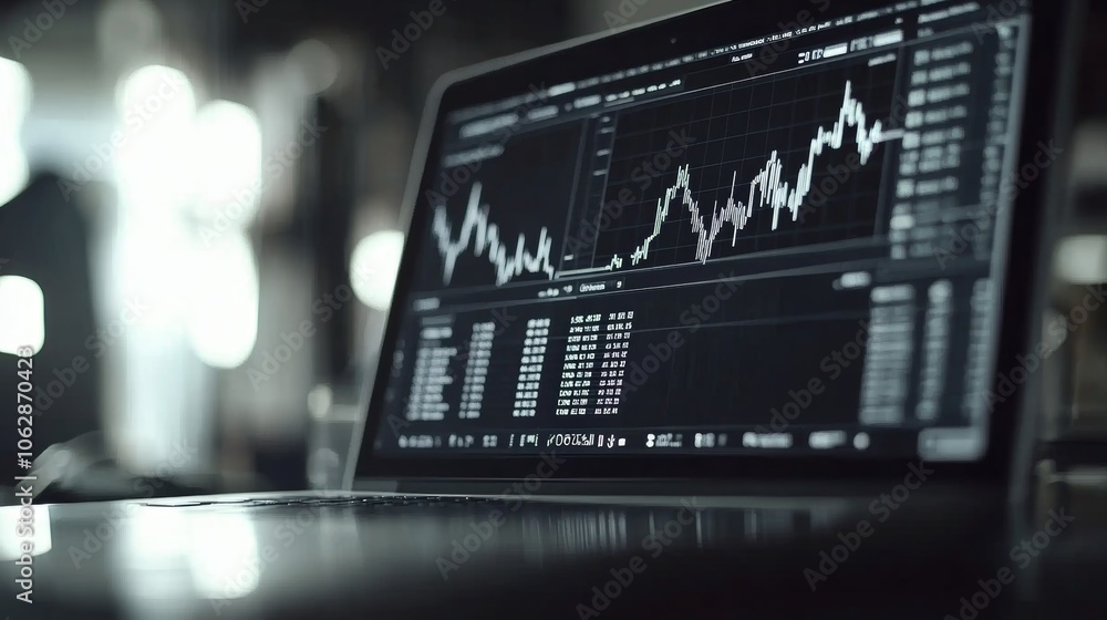 Stock Market Data Analysis on Laptop Screen Stock Market Data Analysis on Laptop Screen