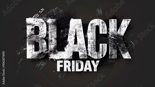 Black Friday poster with white chalk letters on dark background. Discount sale graffiti concept.