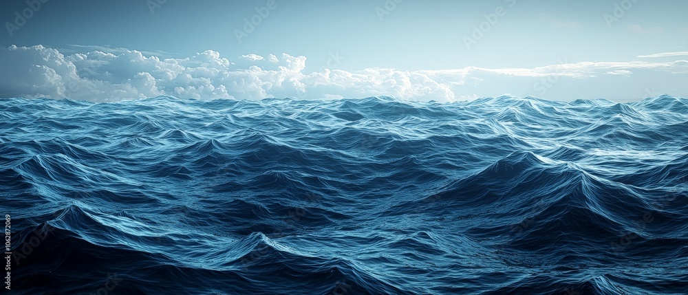 A serene view of ocean waves under a cloudy sky, evoking calmness and tranquility. A serene view of ocean waves under a cloudy sky, evoking calmness and tranquility.