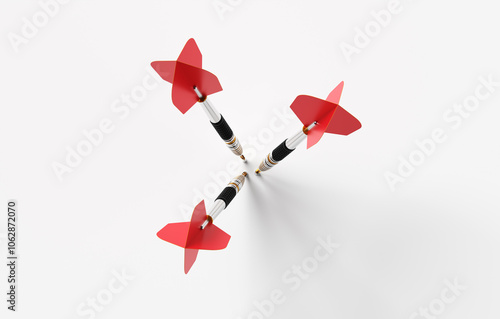 Free Download Three red darts hitting center of target on white background - GFXLoad