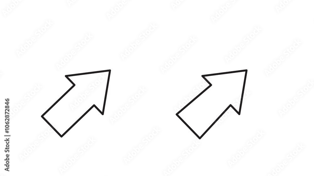 Arrow icon animated on white background with outline style, user interface icon animation. Arrow icon animated on white background with outline style, user interface icon animation.