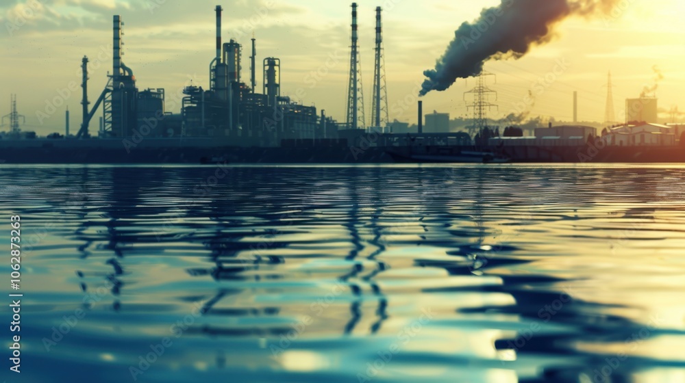 Fototapeta premium Chemical Pollution: This refers to the introduction of toxic substances like heavy metals and solvents into the environment, threatening human health and ecosystems. 