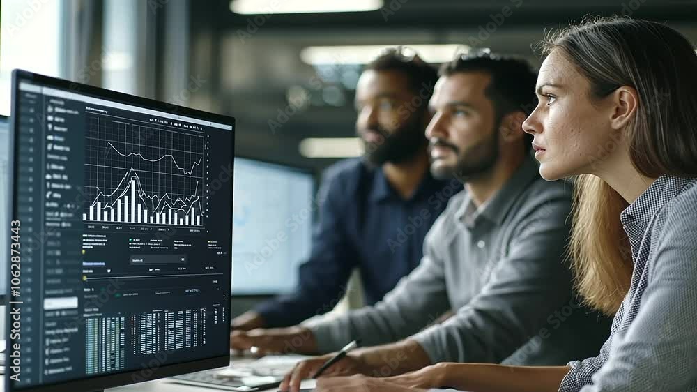 custom made wallpaper toronto digital1_Business Team Analyzing Data Analytics Dashboard for Resource Allocation