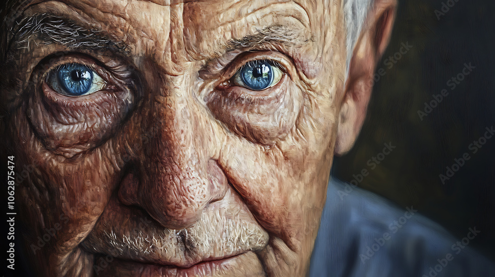 Portrait of a smiling elderly man showing a close-up of her face, expressing a mature and joyful demeanor, capturing her age and experience Portrait of a smiling elderly man showing a close-up of her face, expressing a mature and joyful demeanor, capturing her age and experience