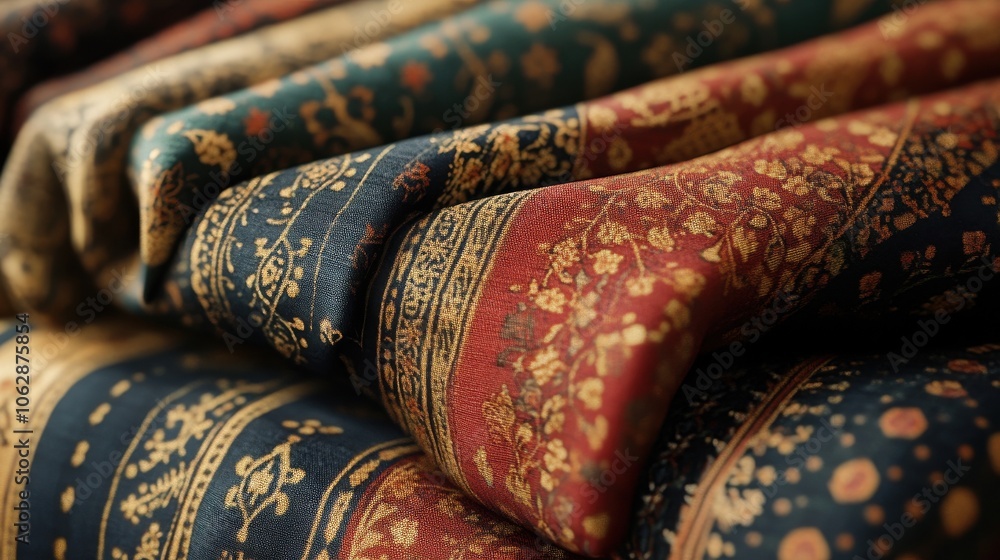 Stylized image of traditional Indonesian textiles and patterns, showcasing craftsmanship and the artistry of local artisans. Stylized image of traditional Indonesian textiles and patterns, showcasing craftsmanship and the artistry of local artisans.