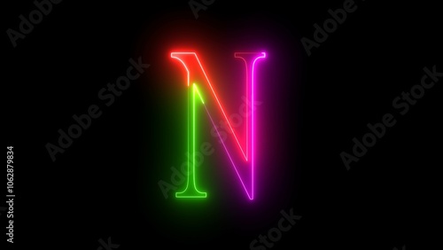 Foto Glowing neon alphabet N