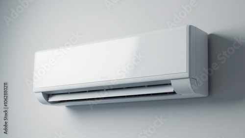 Parts of an home AC system displayed in a sleek, split-type air conditioner mounted on a wall
