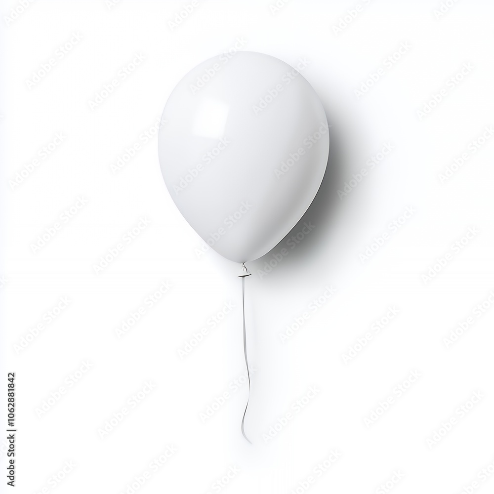 A single white balloon isolated on white background. A single white balloon isolated on white background.