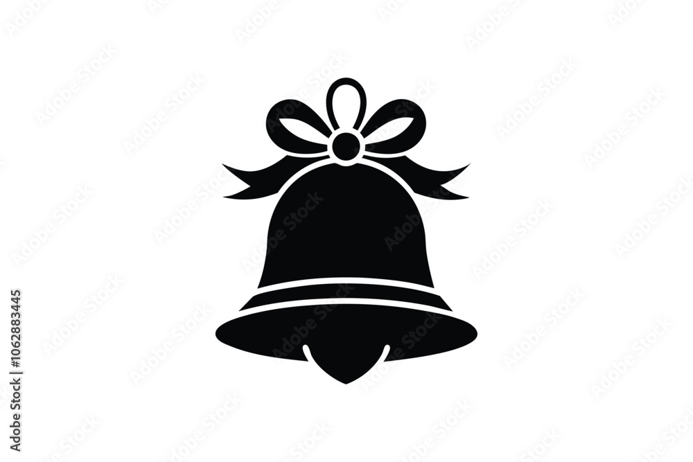 Christmas Bell with Ribbon Silhouette Vector Illustration - Festive Holiday Design Christmas Bell with Ribbon Silhouette Vector Illustration - Festive Holiday Design