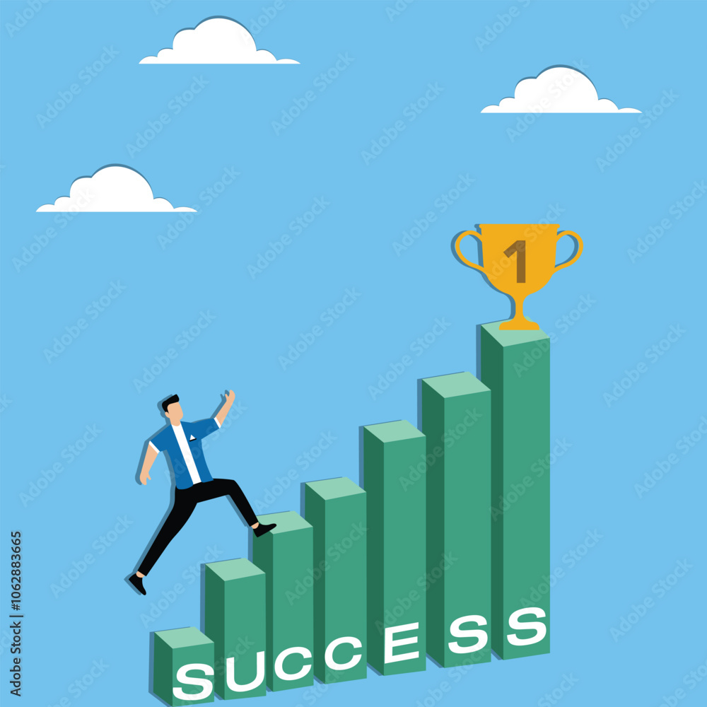 Businessmen are committed to progress or journey to success to achieve their goals Businessmen are committed to progress or journey to success to achieve their goals