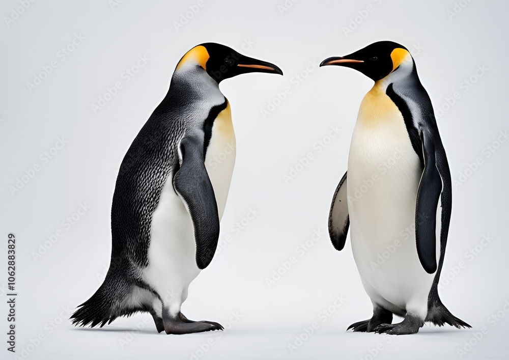Fototapeta premium A penguin is standing on a white background.