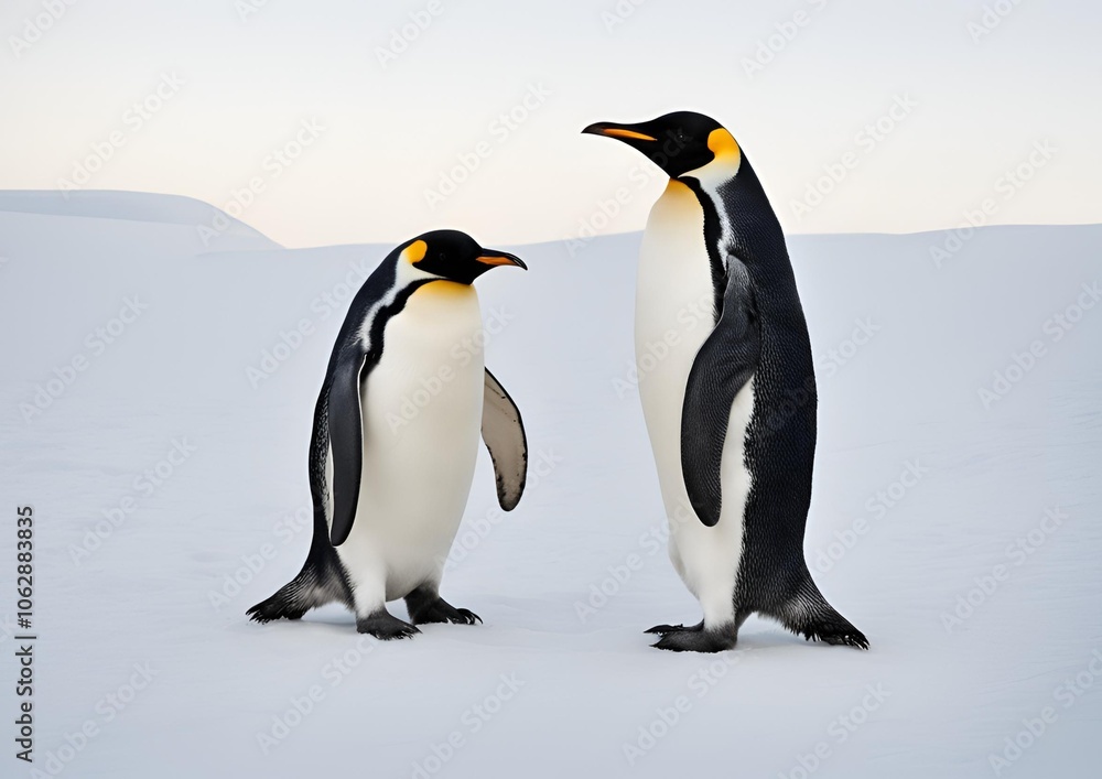 Fototapeta premium A penguin is standing on a white background.