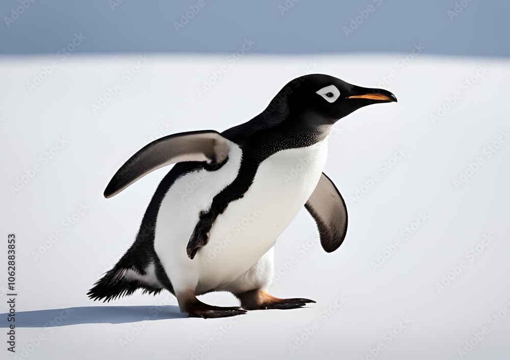 Obraz premium A penguin is standing on a white background.