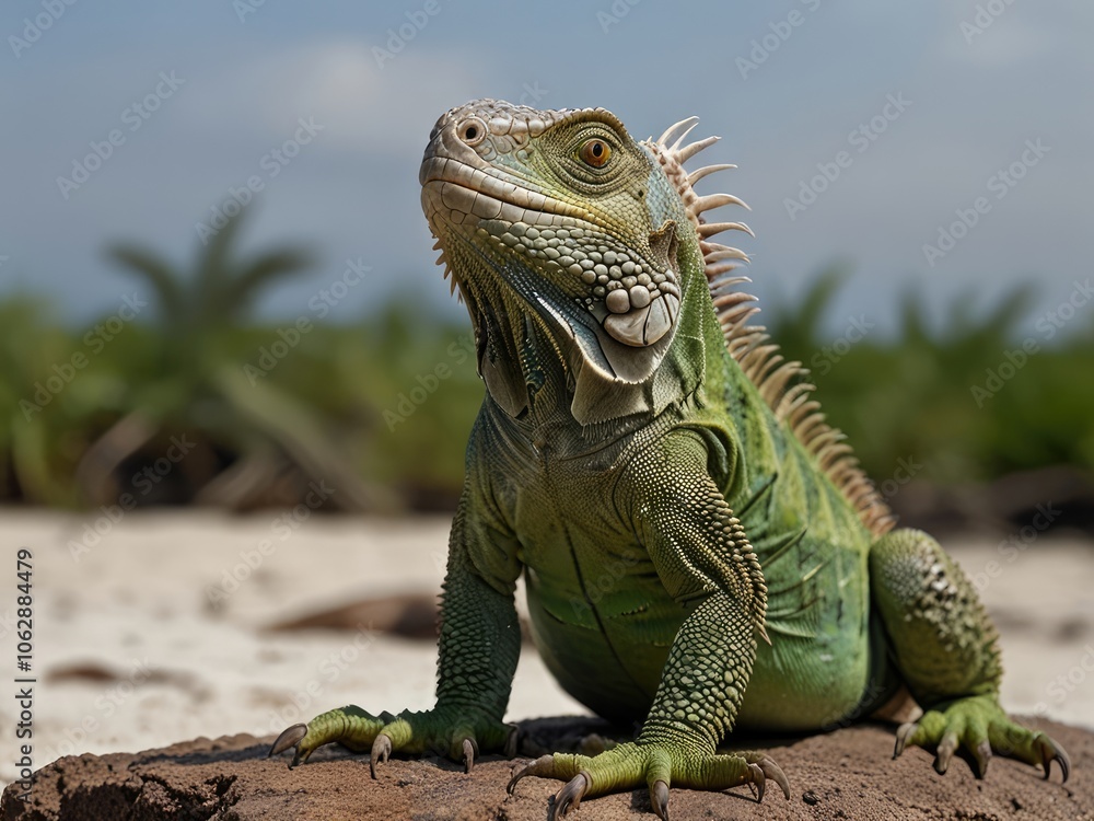 Fototapeta premium iguana in the zoo,iguana on a tree,iguana in the zoo