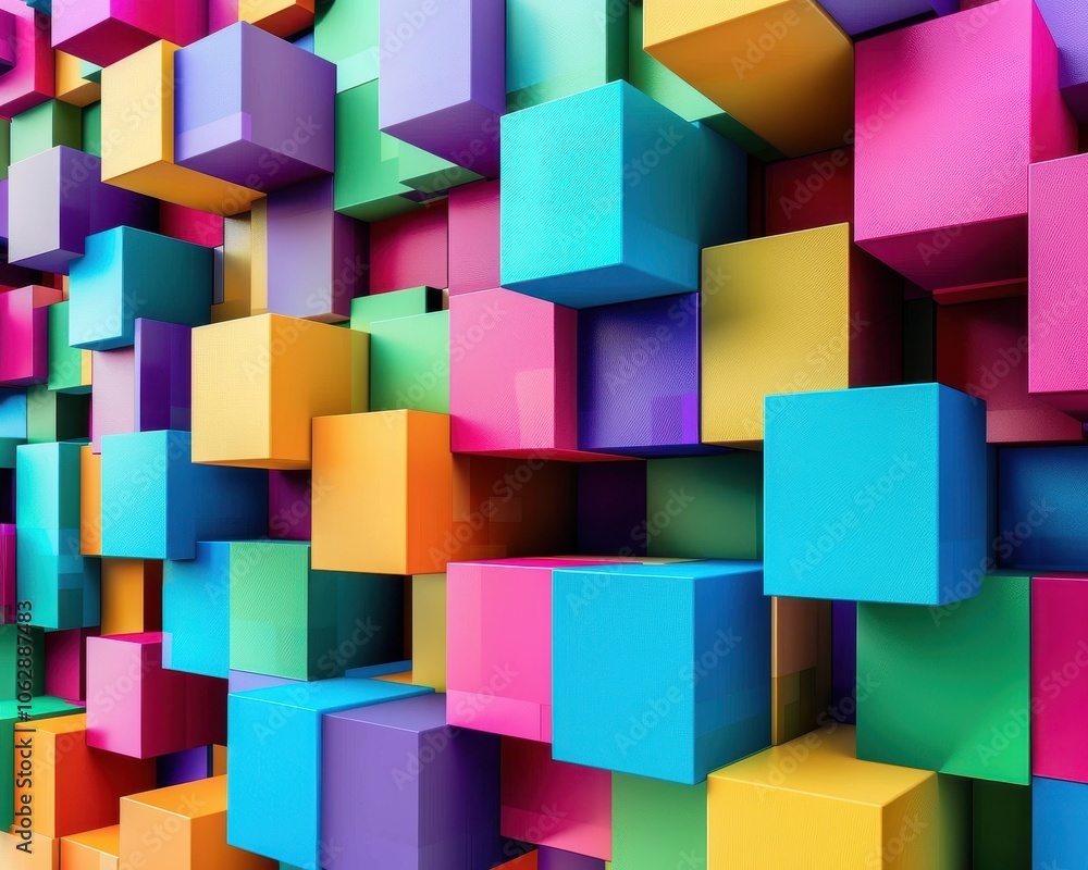 Obraz premium Vibrant colored cubes stacked together in an abstract pattern.