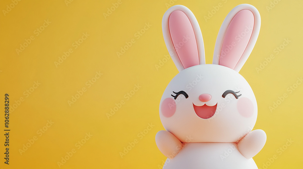 Obraz premium closeup of a kawaii pink and white toy bunny
