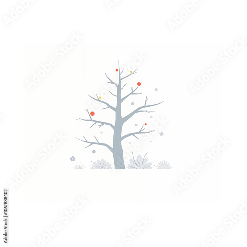 winter Christmas tree illustration art