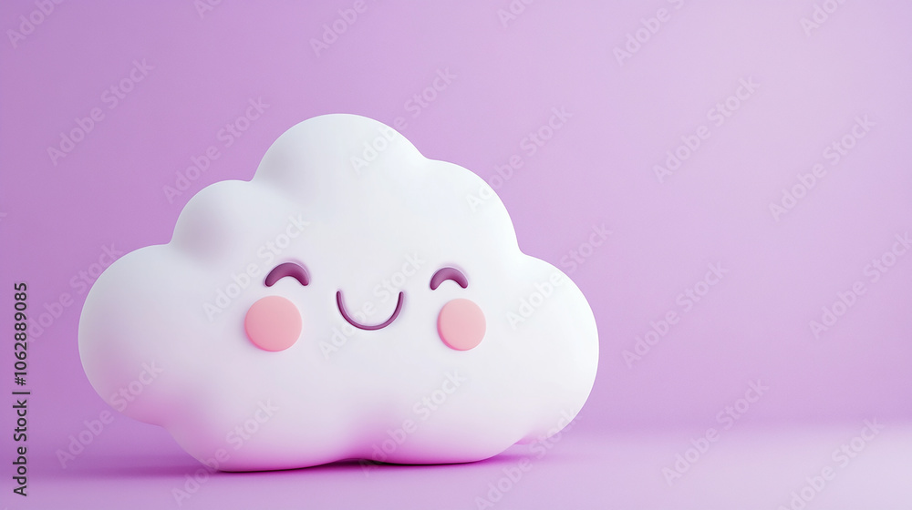 cute kawaii white cloud with rosy cheek on soft color background cute kawaii white cloud with rosy cheek on soft color background