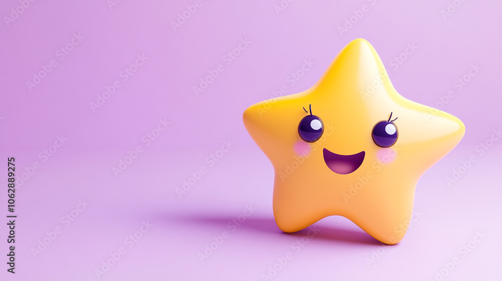 a cute 3d render of a bright yellow star with big eyes a cute 3d render of a bright yellow star with big eyes