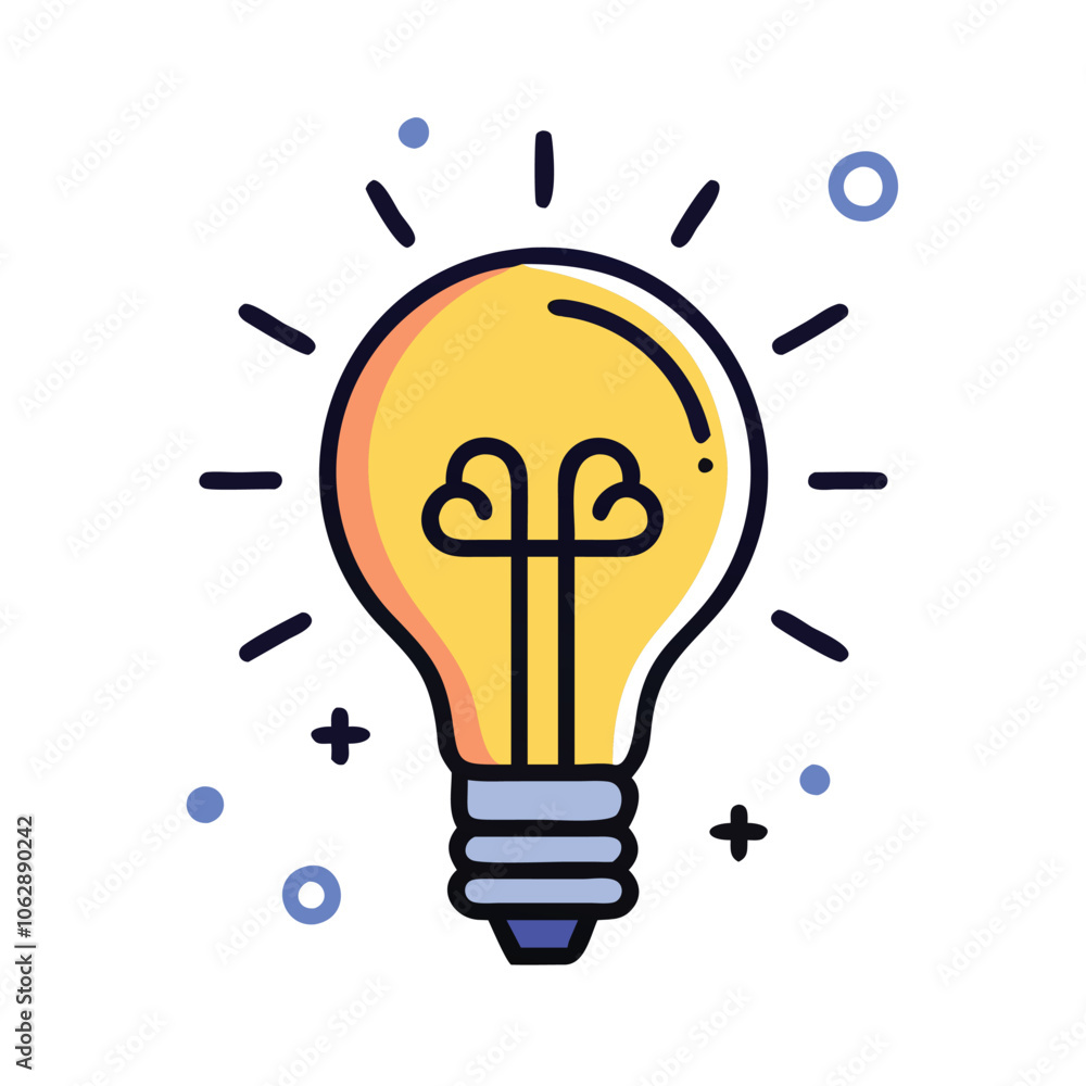 Bright light bulb illustration with glowing effect, Colorful illustration of a light bulb with glowing rays, symbolizing creativity, ideas, and inspiration, isolated on white background. Bright light bulb illustration with glowing effect, Colorful illustration of a light bulb with glowing rays, symbolizing creativity, ideas, and inspiration, isolated on white background.