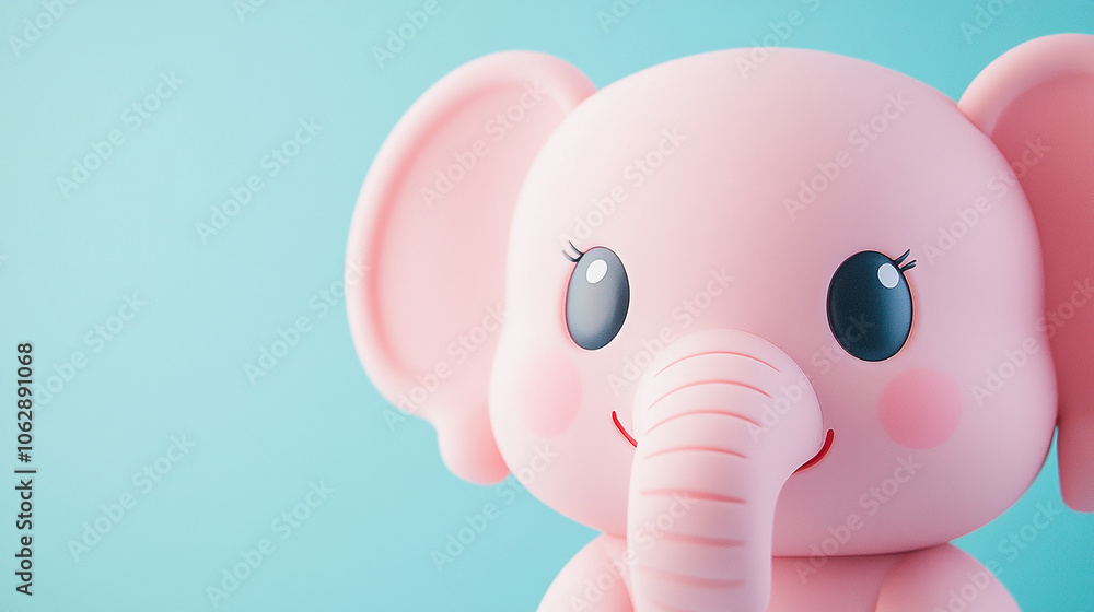 a whimsical closeup kawaii pink elephant with smile a whimsical closeup kawaii pink elephant with smile