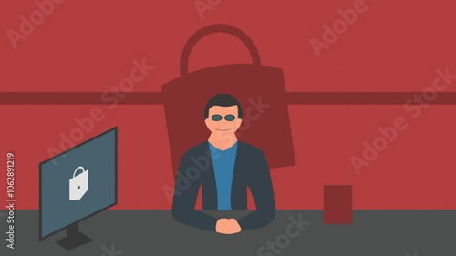 Animated Cyber security flat design vector illustration