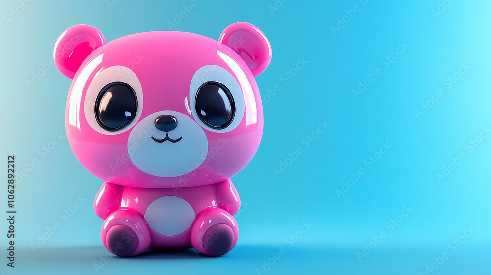 cute bright pink panda on blue background cute bright pink panda on blue background