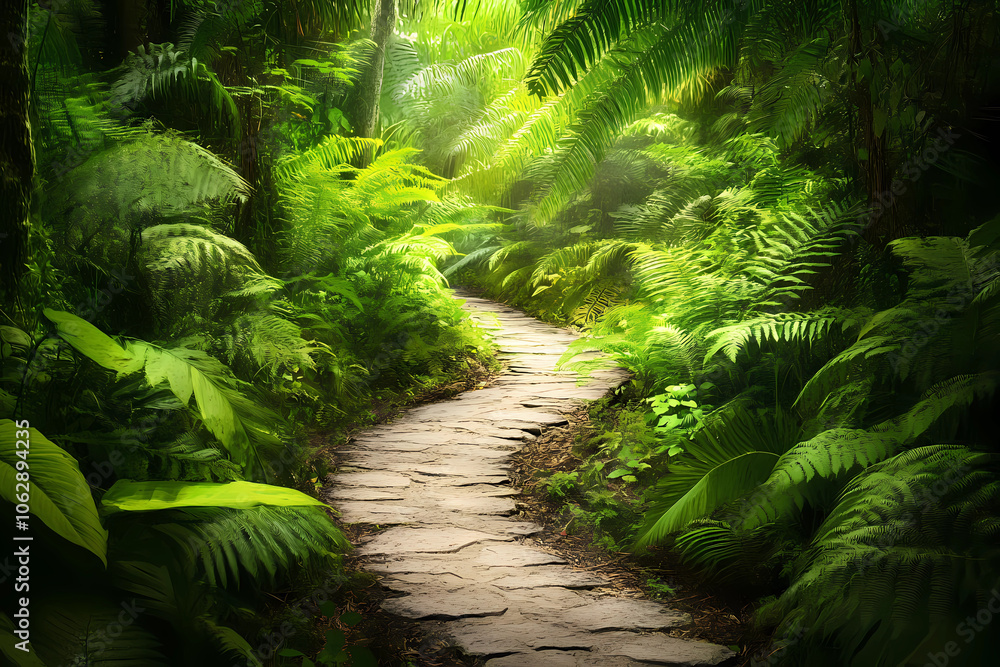 Peaceful Meander Through a Serene Fern Glade: Nature's Tranquility Peaceful Meander Through a Serene Fern Glade: Nature's Tranquility
