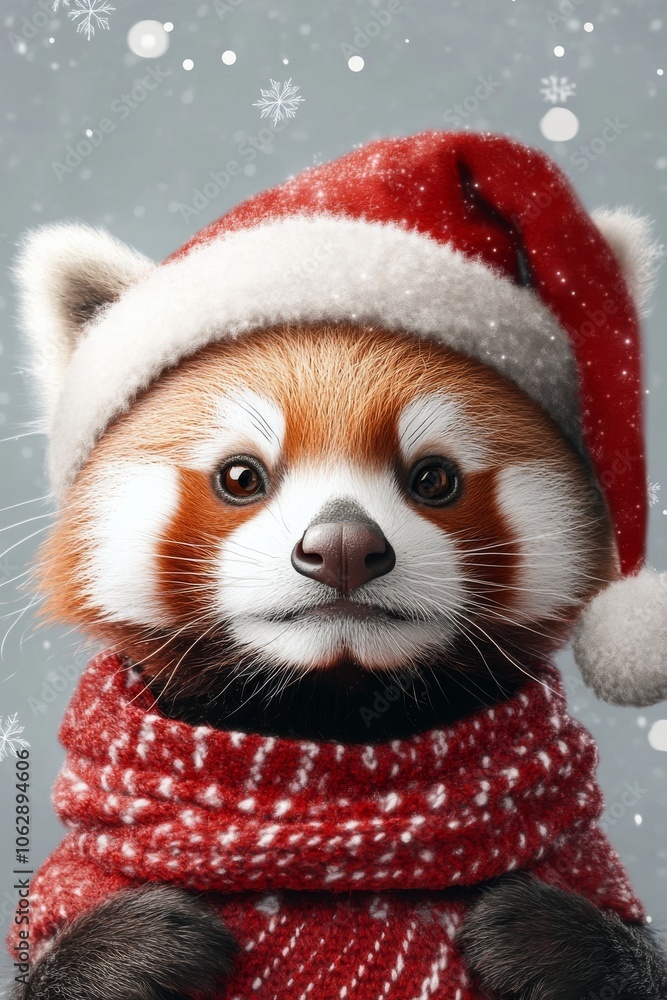 A delightful red panda wrapped in a cozy red scarf enjoys a snowy wonderland, capturing the heartwarming essence of winter with its endearing charm. A delightful red panda wrapped in a cozy red scarf enjoys a snowy wonderland, capturing the heartwarming essence of winter with its endearing charm.