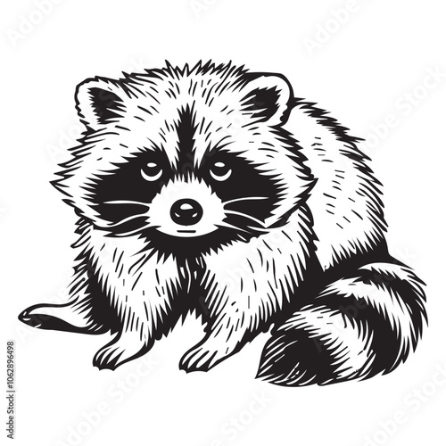 Cute Raccoon vector illustration - Racoon isolated Clipart Design