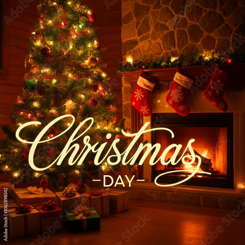 Cozy Christmas Day scene wi...