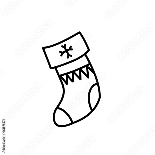 Christmas sock line icon