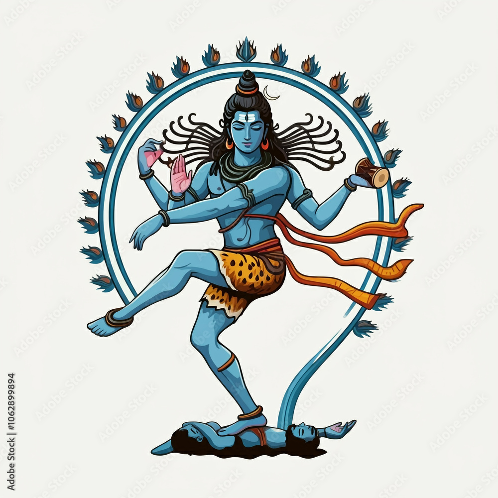 Lord Shiva as Nataraja, performing the cosmic dance of creation and destruction, a powerful symbol in Hindu mythology Lord Shiva as Nataraja, performing the cosmic dance of creation and destruction, a powerful symbol in Hindu mythology