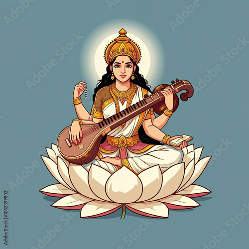 Goddess Saraswati in a sere...