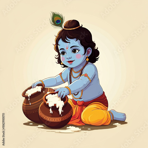 Young Krishna indulging in ...