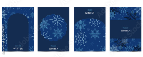 blue winter banner background with snowflake for a4 vertical design