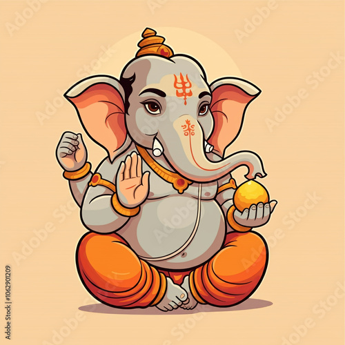 Lord Ganesha in a joyful po...