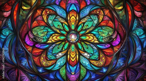 Wallpaper Mural Intricate Stained-Glass Window Design with Vibrant Colors and Abstract Patterns, Perfect for Art and Decoration Themes Torontodigital.ca
