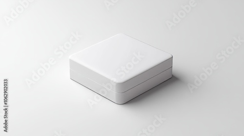 A minimalist, flat white box with rounded edges, sitting on a plain white background