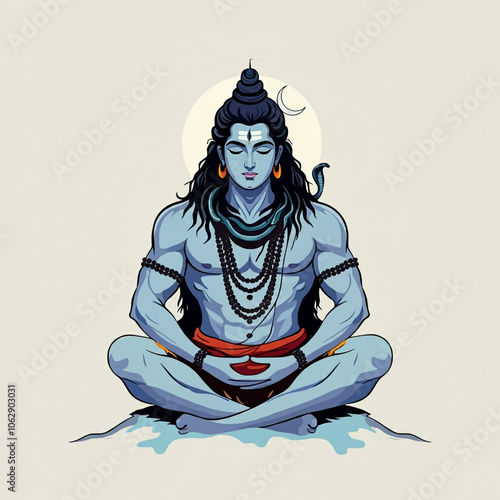 Shiva in a serene meditation pose, symbolizing transformation and inner peace photo